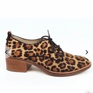 NWT- LOUISE ET CIE Lo-Fenn Lace Up Cow Hair Leopard Print Oxford Shoes Size 6